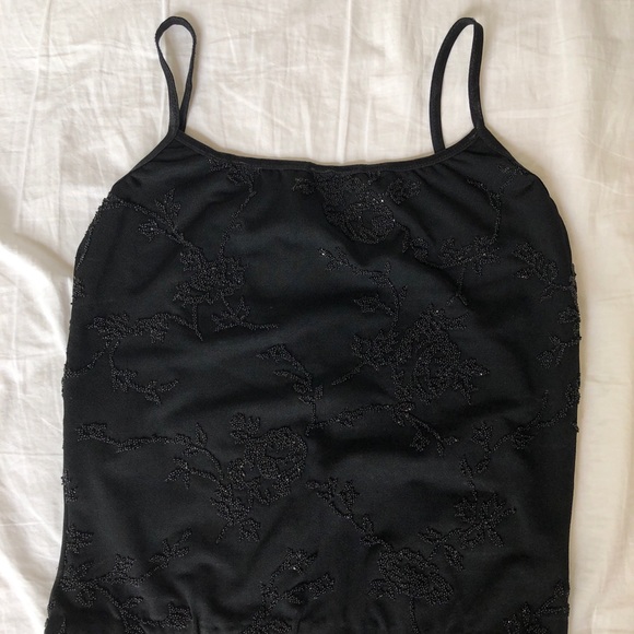 Vintage Black Bead Flower Detailing Tank Top - Picture 3 of 4